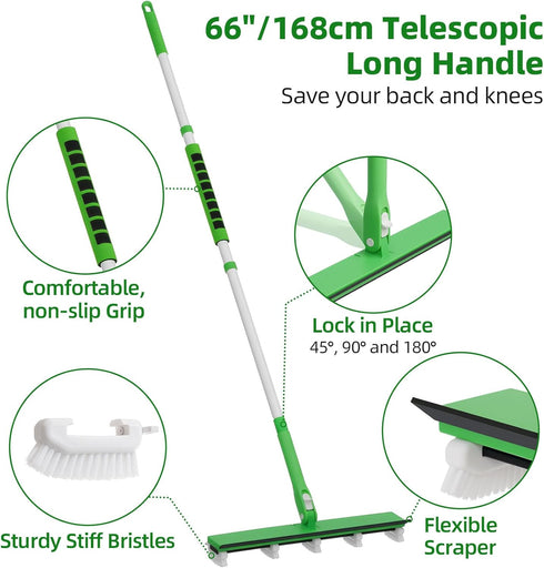 66'' Grout Cleaner Brush with Long Handle Stiff Bristle Multi-Line Cleaner Adjustable Heads Grout Scrub Crevice