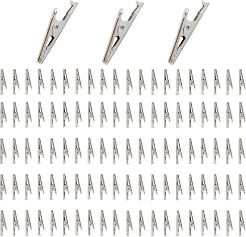 100pcs Metal Alligator Clip, 35mm Spring Clamps Test Line Crocodile Clip for Laboratory Electric Testing Work
