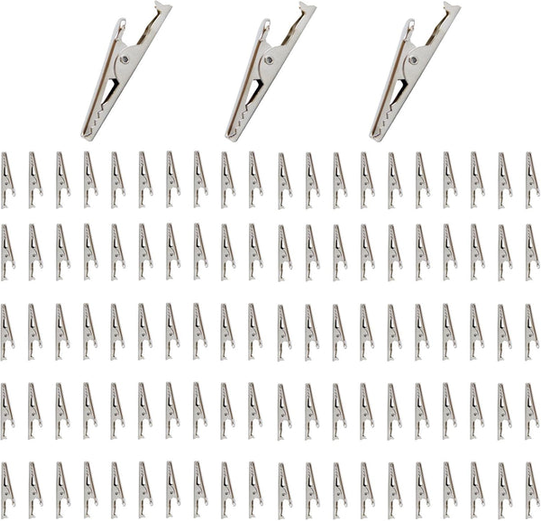 100pcs Metal Alligator Clip, 35mm Spring Clamps Test Line Crocodile Clip for Laboratory Electric Testing Work
