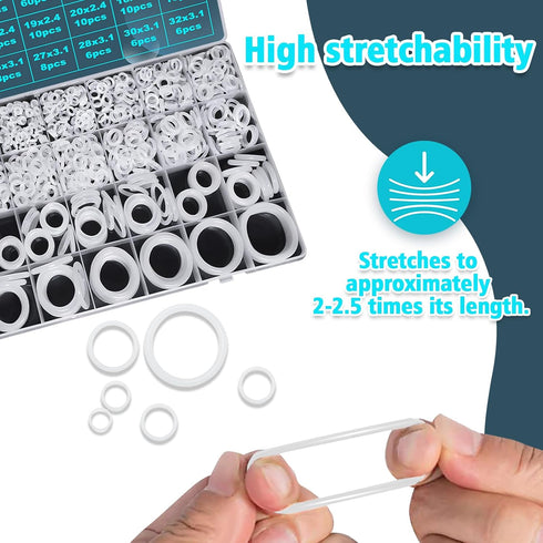 1228 Pcs Clear Food Grade Silicone O Rings Assortment Kit with Pick and Hook, Metric OD: 4-32mm