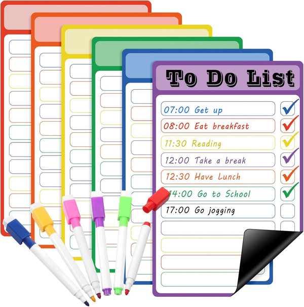 SATINIOR 6 Pieces Magnetic Dry Erase Chore Chart for Kids with 6 Chalk Markers Fridge Calendar Whiteboard