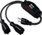 2 Way Extension Cord with On/Off Switch, Heavy Duty 3 Prong Outdoor Splitter, 1.6 Ft, Black
