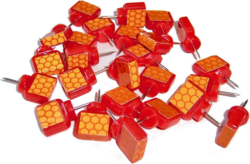 Orange Reflective Wing Tacks (Pack of 50) Trail Tacks, Glow Tacks, Hiking Markers, Trail Marking Tacks, Mark Trail Reflective Thumb Tacks for Hunting, Orange Tacks with Included LED Keychain Light