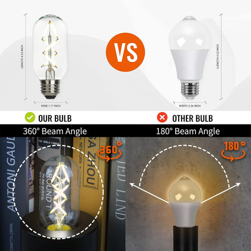 Fishbone LED Filament Vintage Edison Light Bulbs, T45/T14 E26 4W Antique Tubular, 400LM 4000K, 6 Pack
