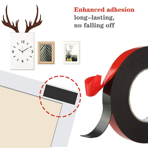1 Pack PE Foam Double Sided Tape, Waterproof Mounting Adhesive Roll for Doors, Plumbing, HVAC, Windows, Black Tape (2