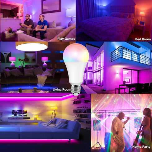 RGB LED Light Bulb, 40W Equivalent, 5W A19 E27/E26, 6500K White, 16 Color Choices, Dimmable Remote Control Bulbs