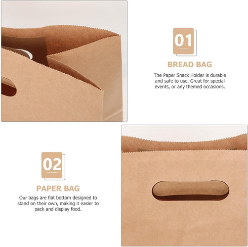 30pcs 28x15x28cm Packaging Artibetter Kraft Paper Bread Bags Sturdy Lunch Snack Pouches for Bakery, Candy, and Takeout