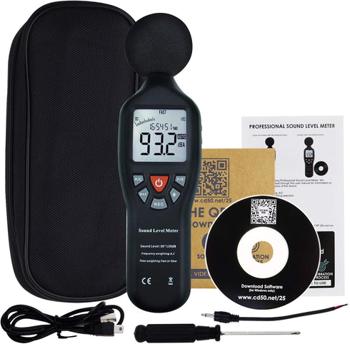Decibel Meter Sound Level Meter with Data Logging High Accuracy dB SPL Meter with LCD Backlight Real-time Display