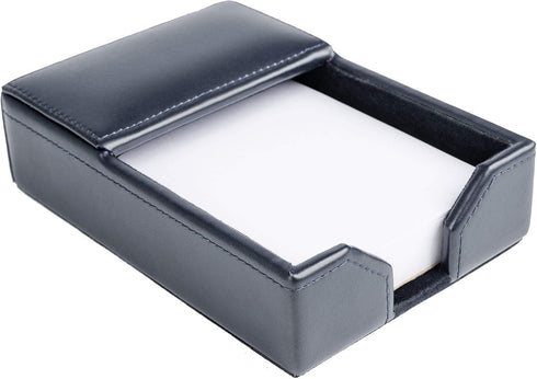 Dacasso Navy Blue Bonded Leather Memo Holder, 4" x 6"