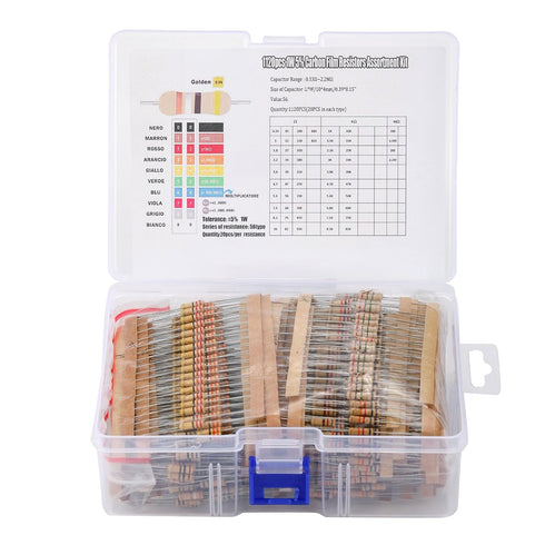 1120Pcs 56 Values 1W ±5% Carbon Film Resistor Kit - Electrical Electronics Small Resistors Pack