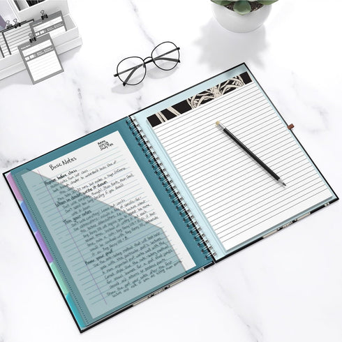 Hongri Clipboard Folio with Refillable Notepad, 5 A4 Folders Storage, Spiral Clip Board Portfolio, 12.8" x 9.7"