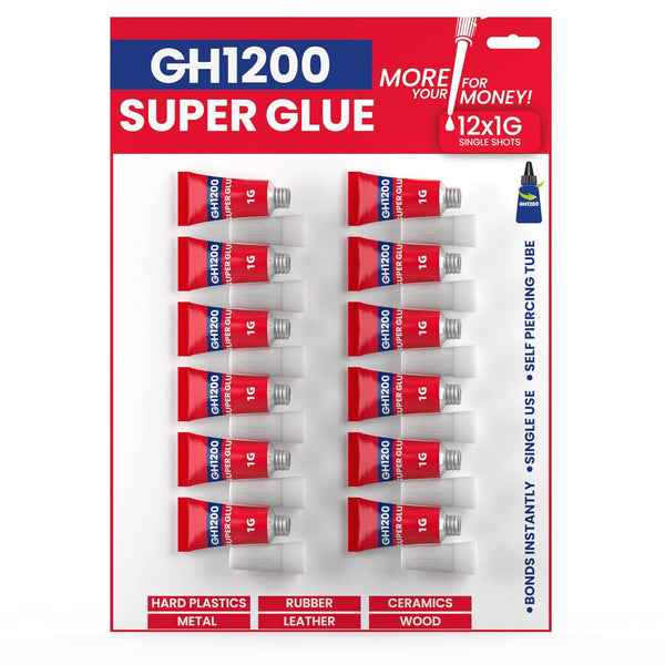 12 Grams Super Glue All Purpose with Anti Clog Cap, Cyanoacrylate Glue for Plastics, DIY Craft