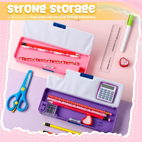 Henoyso Pencil Box with Calculator and Pencil Sharpener, Multifunction Cool School Supplies for Kids, Teens (Flower)