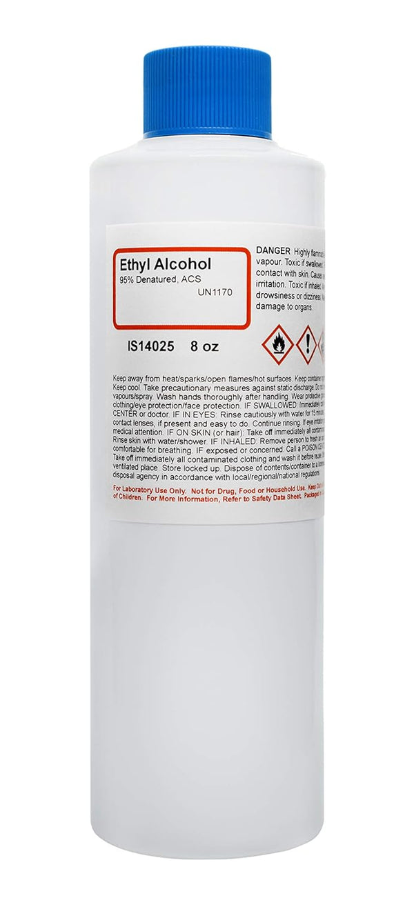 Aldon 8 Ounce ACS Reagent Grade 95% Denatured Ethyl Alcohol - Not for Body or Skin Use