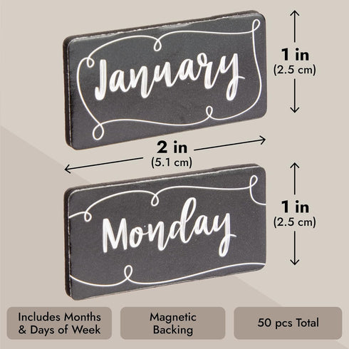 Juvale Magnetic Calendar for Classroom, Number Magnets and Calendar Magnets with Day, Month, Date (50 Piece)
