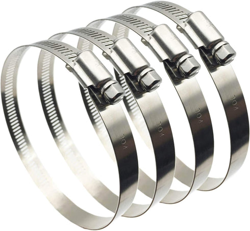 4" (Diameter) Adjustable 304 Stainless Steel Duct Clamps Hose Clamp Pipe Clamp Air Ducting Clamp (4Pcs, 91mm-114mm)
