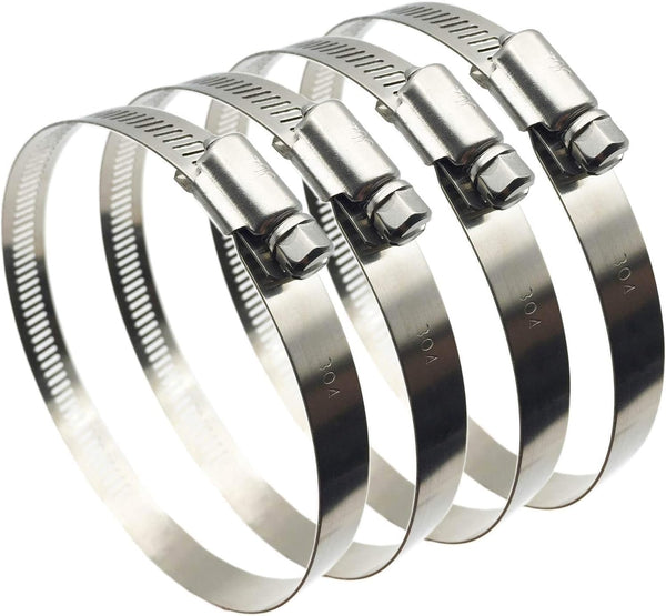 4" (Diameter) Adjustable 304 Stainless Steel Duct Clamps Hose Clamp Pipe Clamp Air Ducting Clamp (4Pcs, 91mm-114mm)