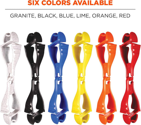 Ergodyne Squids 3400 Glove Clip Holder, Dual Clips, 6-Pack, Red