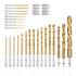 amoolo Impact Drill Bit Set, 33pcs Titanium HSS Twist Hex Shank for Metal, Wood, and Plastic Drilling