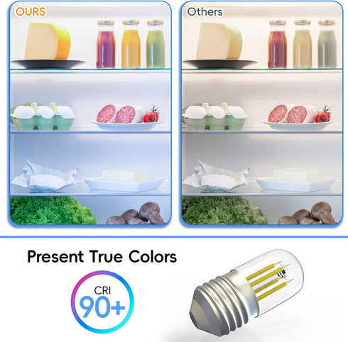 LED Refrigerator Light Bulb 40W Equivalent, 4W Appliance Bulb E26 5000k Daylight White Replacement for Freezer