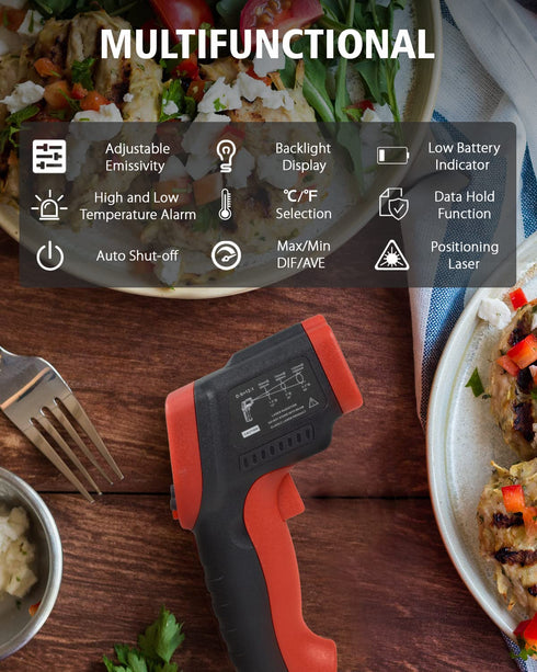 Wintact Infrared Thermometer Temperature Gun, Non-Contact Digital Laser Heat Temp Gun for Kitchen Cooking -58? to 788?