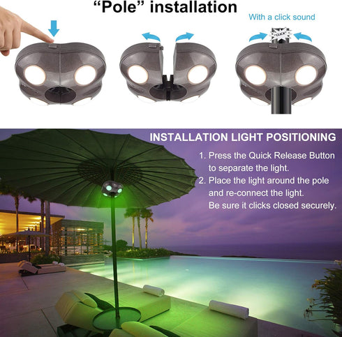 Dimmable, 250 BIGMONAT Patio Umbrella Light Battery Operated, Outdoor Table Umbrella Lights with Remote and Timer