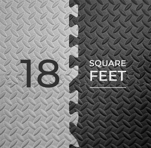 11.8x11.8x0.47 (9) (9), (18 18 VViViD Interlocking EVA Foam Floor Mat Tiles Black and Grey Non-Slip Tiles, sq ft)