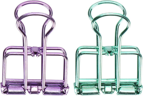 Tissting 16 Pcs Binder Clips, 8 Colors Hollow Design, Paper Clamps for Office, Home, School (S, 0.8 * 1.1in)