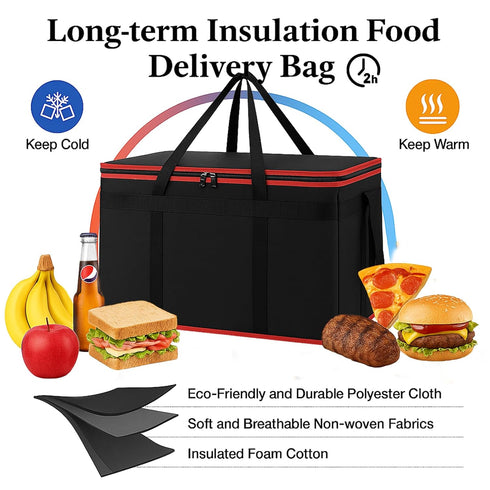 3-Pack Warmer/Frozen, Bodaon Insulated Food Delivery Bag, XXXL Pizza Cooler Bags, Rideshare Delivery Bag, Cold/Hot