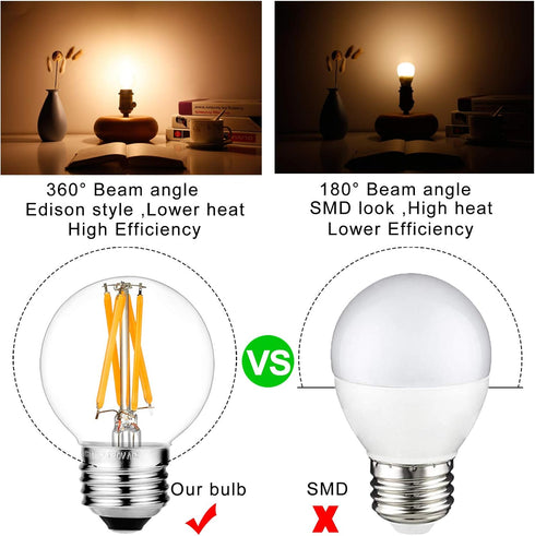 Dimmable E26 Bulb G16.5 Bulb 6W 60 Bulb AC120V 2700K E26 Bulb Bulbs 60 600lm 6Pack LiteHistory Edison Light Equal watt