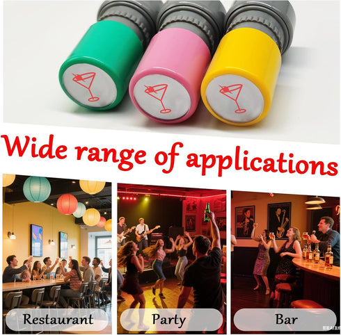 Play as Pro 3 Pack Martini Stamp,Self Inking Rubber Hand Stamp, Martini Glass Drink Stamp for Parties, Bars, Nightclubs