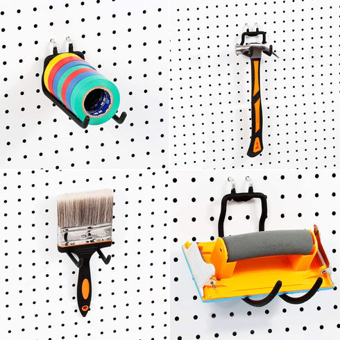 FRIMOONY 12 PCS Heavy Duty Pegboard Hooks for Organizing Various Tools, Compatible with 1/4 Inch Pegboard, Black