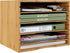 Bamjoy Bamboo 5 Tier Desktop Organizer, Paper Organizer Mail Sorter with Adjustable Shelves for School Home Office