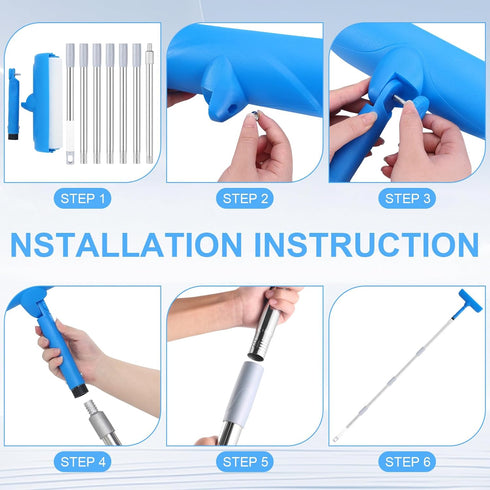 IAOVAW 111-Inch 10 Inch Ceiling Paint Roller No Drip Kit Extension Pole Included, Roller with Shield & Adjustable Head