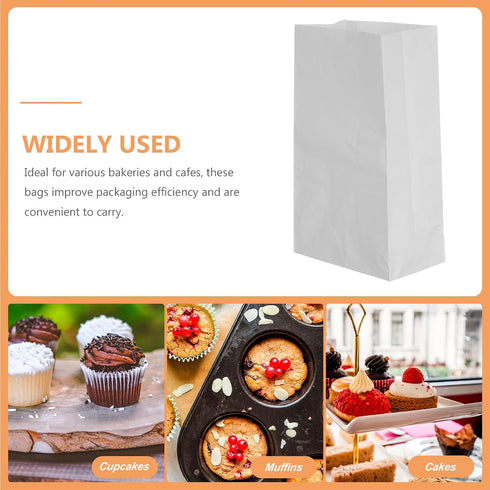 50pcs Packaging Kraft Paper Sandwich Bags Greaseproof White Food Bags Produce Takeout Pouches for Bakery Cookie Bread