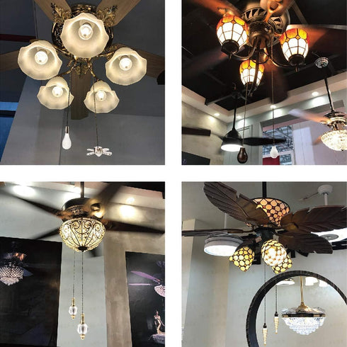 2Pcs Set, 12" Ceiling Fan Pull Chain Decorative Bronze Chains with Spiral Pendant Ornaments, Extension Light Pulls