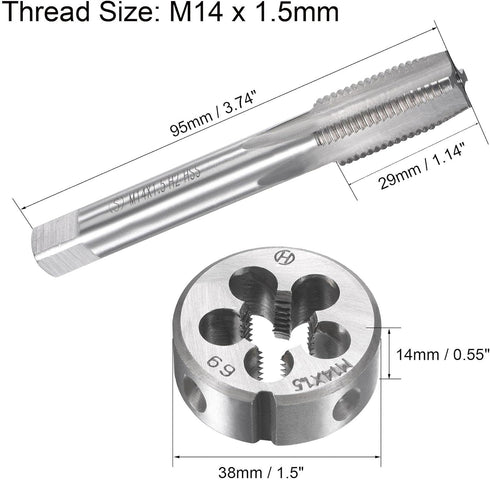 uxcell M14 x 1.5mm Metric Tap and Die Set, Machine Thread Screw Tap with Round Threading Die, Tap & Die Kit for Nut Screw Bolt Thread Repair