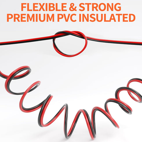 100FT 16AWG, 16/2 12V/24V 16 2 AWG Red Black Hookup Electrical Wire LED Strips Extension Cord DC Cable, Gauge Wire