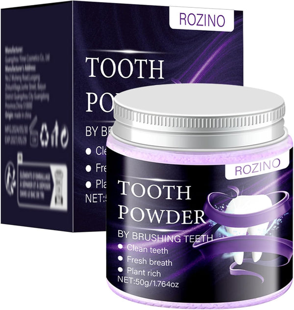 Purple Teeth Whitening Powder,Mint Fresh Breath,Stain Removal,Fluoride Free Dental Care for Sensitive