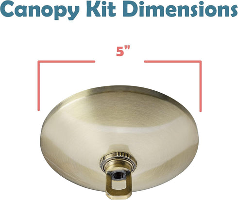 Aspen Creative 21511-31, 5" 1" Contemporary Chandelier & Light Fixture Canopy Kit w/Collar Loop, Antique Brass