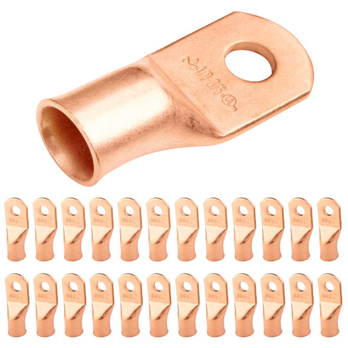 SELTERM 25pcs 4/0 AWG 3/8" Stud Battery Lugs, Heavy Duty Copper Wire Lugs, Electrical Battery Cable Ends