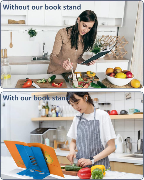 Large Book Stand: Adjustable Metal Reading Rest Cookbook Holder for Textbooks, Music Books, Recipe, Mobile Phone,
