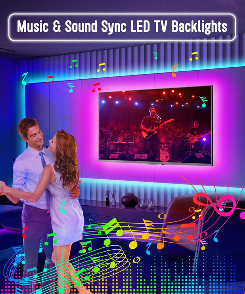 13.1FT TV LED Backlight for 43-55 inch TVs, Music Sync LED Lights with Remote and Bluetooth APP Control