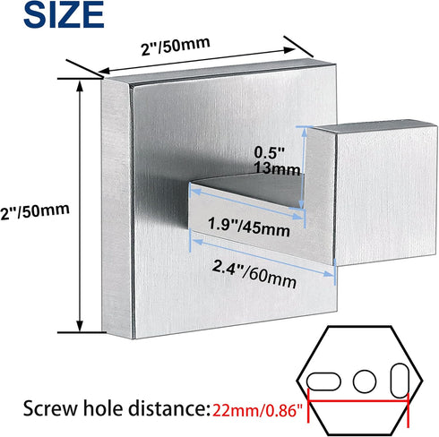 SUS304 4 Pack Towel Hooks for Bathrooms, Brushed Nickel Towel Hook for Kitchen Bathroom, Stainless Steel Coat Hook