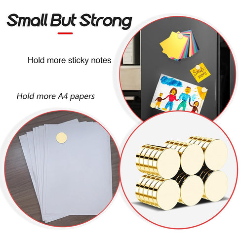 Small Strong Magnets, 30Pcs Round Neodymium Magnets, Tiny Golden Magnets for Crafts, 0.71x0.12 inches