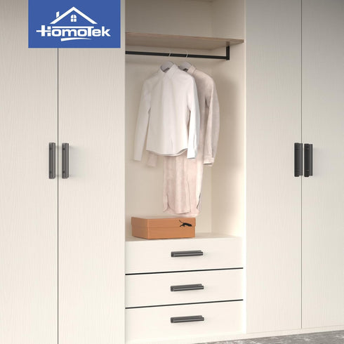 HOMOTEK 4 Pack Self-Adhesive Sliding Closet Door Handles, Instant Self-Stick Cabinet Drawer Handles, Stick-On Kitchen