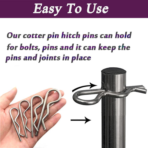 10 Pcs Stainless Steel Cotter Pins R Clips, Retaining Pins Assortment for Hitch Pin Lock System, Garage Repair