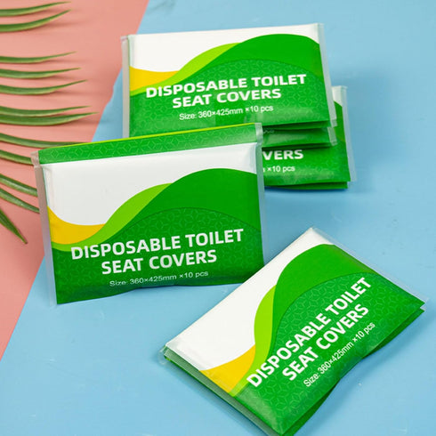 EXCBIOZ 10Pieces Toilet Seat Covers Flushable Paper Cover Disposables for Airplanes Travel Seats Public Restroom