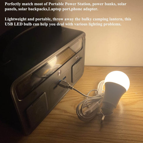 Taysing USB Light - 7W Dimmable Portable Emergency Camping Lights - 2 Pack for Power Station Solar Panel