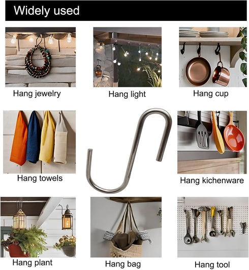 30 Pcs Stainless Steel Heavy Duty S Hooks, 2.4 Inch S Shaped Hooks for Hanging Pots and Pans